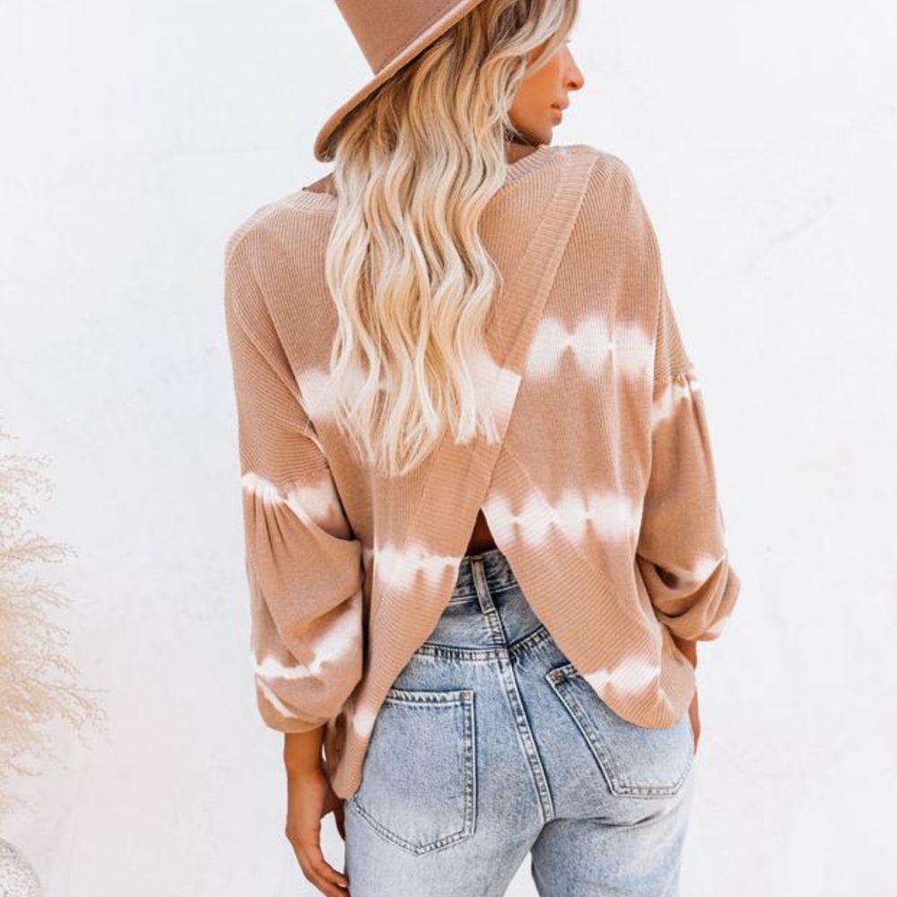 Swirlwind Cotton Tie Dye Knit Top Taupe small NWT